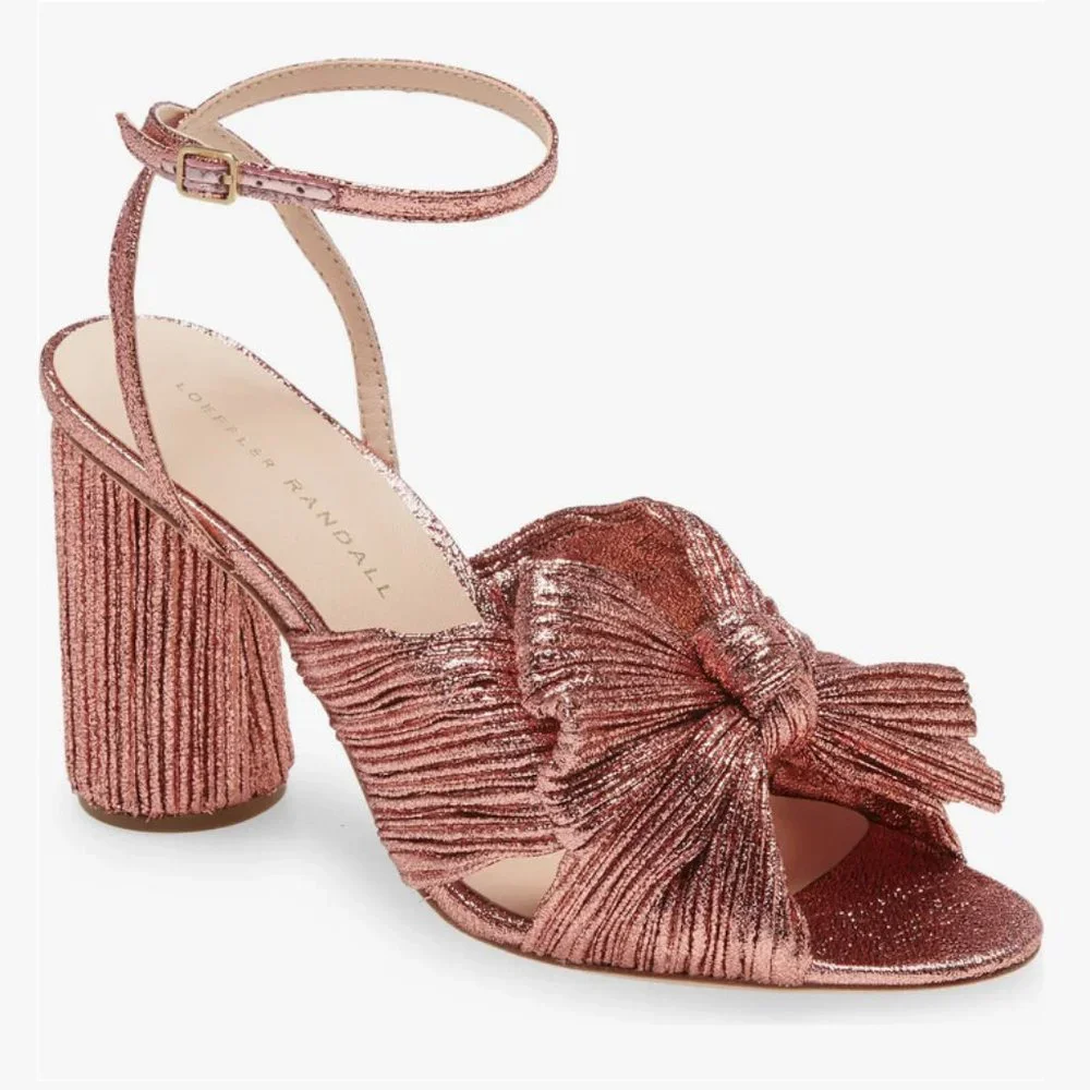 NEW Loeffler Randall Size 11.5 Women's Camellia Knotted Metallic Sandals - Metro - Picture 1 of 6